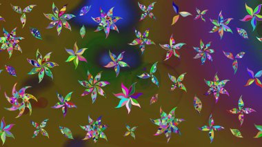 Raster illüstrasyonu. Küçük çiçekli basit bir çiçek çizimi. Renkli şirin çiçekler. Moda baskısı, albüm, ambalaj kağıdı, duvar kağıdı için zarif dekoratif süslemeler..