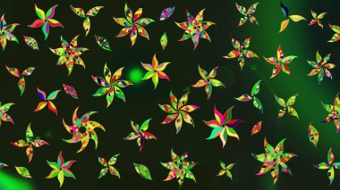 Düz Çiçek Elementleri Tasarımı. Sevimli çiçek raster deseni. Renkli çiçekler. Renkli Bahar Teması çizim şablonu.