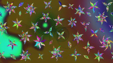 Düz Çiçek Elementleri Tasarımı. Renkli Bahar Teması eskiz kalıbı. Güzel kumaş deseni. Raster illüstrasyonunda çiçek deseni çizimi.