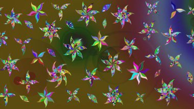 Kumaş, duvar kağıdı ve kağıt üzerine baskı yapmak için gelişen arka plan. Raster illüstrasyonu. Moda arka planında parlak buketler. Eski usul küçük çiçekli şirin bir eskiz deseni..