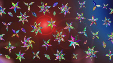 Kahverengi ve mor renkli çiçekler. Çiçekli karalama şeklinde Raster çiçek deseni. Yumuşak, yaz çiçekli arka plan.