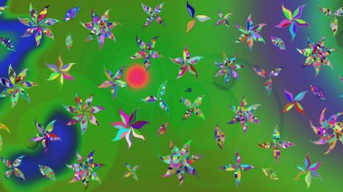 Renkli çiçekler. Raster illüstrasyonu. Küçük çiçekte sevimli çiçek deseni var..