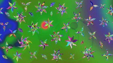 Renkli çiçekler. Çiçek desenli eskiz, darbeler, sıçramalar, yaz çiçekleri. Raster illüstrasyonu.