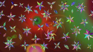 Renkli çiçekler. Hediye ambalaj kağıdı, tebrik kartları, posterler ve pankart tasarımı. Raster düz çiçek çizim deseni.