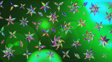 Düz Çiçek Elementleri Tasarımı. Renkli Bahar Teması eskiz kalıbı. Raster..