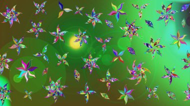 Suluboya tarzında renkler üzerine çiçekler. Raster illüstrasyonunda çiçek deseni çizimi.