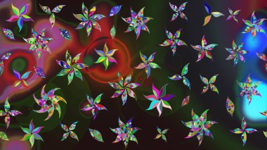 Renkli çiçekler. Raster illüstrasyonu. Çiçek süslemeli çizim deseni.