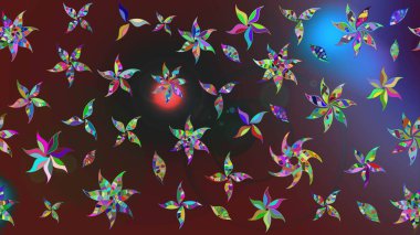 Raster illüstrasyonu. El çizimi. Çiçekli, yapraklı, çiçek desenli çizim..