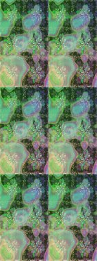 Nazik, narin çiçek arkaplanı. Çiçekli karalama şeklinde Raster çiçek deseni. Yeşil ve nötr renkte çiçekler.