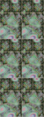 Gri ve yeşil renklere karalamalar çizen kusursuz çiçek deseni. Raster illüstrasyonu.