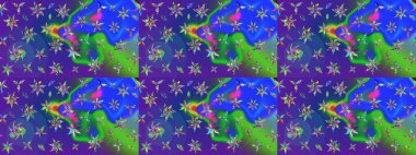 Çiçek desenli eskiz, yaz çiçekleri. Mavi ve mor renkli çiçekler. Renkli Bahar Teması eskiz kalıbı. Düz Çiçek Elementleri Tasarımı.