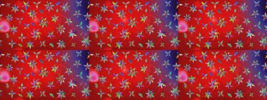 Çiçekli çizim şekli. Kırmızı ve mor renkte çiçekler. Renkli Bahar Teması eskiz kalıbı. Düz Çiçek Elementleri Tasarımı.