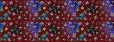 Kırmızı ve kahverengi renkte etnik çiçeklerle süslenmiş zarif bir eskiz şekli. Asya Tekstil 'inde Raster Çiçek İllüstrasyonu.