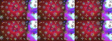 Raster Floral Illustration, Asyalı tekstil. Kırmızı ve kahverengi renkli etnik çiçeklerle zarif bir eskiz deseni..