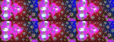 Raster illüstrasyonundaki çiçek desenli çizim. Mor ve kırmızı renkte çiçekler.