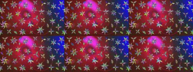 Kırmızı ve kahverengi renkli şirin çiçek deseni. Düz Çiçek Elementleri Tasarımı. Raster Modaya uygun kumaş deseni. Renkli Bahar Teması çizim şablonu.