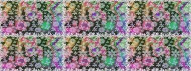 Raster illüstrasyonunda kusursuz çiçek deseni. Düz Çiçek Elementleri Tasarımı. Güzel kumaş deseni. Renkli Bahar Teması Kusursuz Arkaplan.