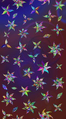 Hediye ambalaj kağıdı, tebrik kartları, posterler ve pankart tasarımı. Raster düz çiçek çizim deseni. Mor ve mor renkte çiçekler.