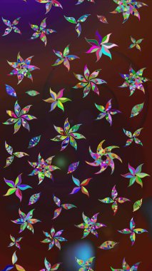 Raster illüstrasyonu. Kahverengi ve mor renkli güzel bir tekstil. Suluboya çiçekli çiçek deseni.