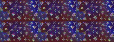 Küçük çiçekteki sevimli çiçek deseni. Varyete ve mor raster çizimi. Birçok mor ve mor soyut çiçekli tropikal çizim deseni.