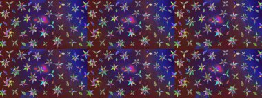 Menekşe ve mor renkler üzerinde. Raster illüstrasyonu. Çiçek buketleriyle klasik tarzda eskiz deseni.