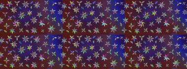 Raster illüstrasyonundaki çiçek desenli çizim. Renkli Bahar Teması eskiz kalıbı. Düz Çiçek Elementleri Tasarımı. Mor ve mor renkte çiçekler.