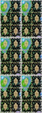 Kusursuz raster arka plan. Kahverengi ve bej renklerde altın elementler. Duvar kâğıdı barok, İspanyol kumaşı. Şık bir grafik desen. Çiçek deseni.