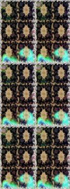 Çiçek deseni. Kusursuz raster arka plan. Şık bir grafik desen. Duvar kâğıdı barok, İspanyol kumaşı. Kahverengi ve bej renklerdeki altın elementler.