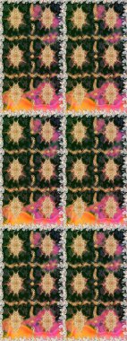 Duvar kâğıdı barok, İspanyol kumaşı. Şık bir grafik desen. Kahverengi ve bej renklerde altın elementler. Kusursuz raster arka plan. Çiçek deseni.