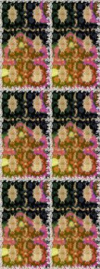 Kusursuz raster arka plan. Duvar kâğıdı barok, İspanyol kumaşı. Şık bir grafik desen. Kahverengi ve bej renklerde altın elementler. Çiçek deseni.