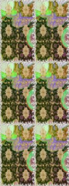 Kahverengi ve bej renklerde altın elementler. Kusursuz raster arka plan. Çiçek deseni. Duvar kâğıdı barok, İspanyol kumaşı. Şekil grafik deseni.