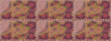 Renkli Bahar Temalı Kusursuz Arkaplan. Çiçeksel fantezi tasarımı, parlak bir arka planda, kusursuz bir desen. Düz Çiçek Elementleri Tasarımı.