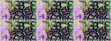 Tarafsız ve siyah renklerde. 3 boyutlu çiçekler, pürüzsüz. Raster illüstrasyonu.