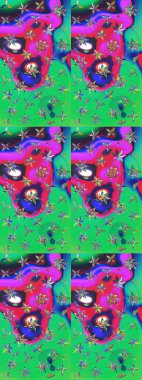 Şirin çiçek elementleri. Taslak desenli, modaya uygun kumaş deseni. Düz Çiçek Elementleri Tasarımı. Renkli Bahar Teması eskiz kalıbı. Raster illüstrasyonu.