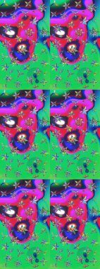 Şirin çiçek elementleri. Taslak desenli, modaya uygun kumaş deseni. Düz Çiçek Elementleri Tasarımı. Renkli Bahar Teması eskiz kalıbı. Raster illüstrasyonu.