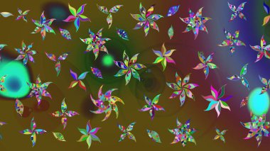 Suluboya, elle çizilmiş. Raster - stok. Yeşil ve kahverengi renkli vadi çiçekleri. Taslak arkaplan deseni.