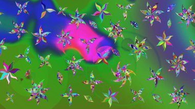 Düz Çiçek Elementleri Tasarımı. Renkli çiçekler. Sevimli çiçek raster deseni. Renk Bahar Teması eskiz şablonu.