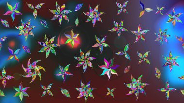 Raster illüstrasyonu. Çiçekli çiçek deseni, suluboya. Renkli çiçekler. Düz Çiçek Elementleri Tasarımı. Renkli Bahar Teması çizim şablonu.