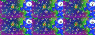 Desen, çizim, çiçek sınırı. Çiçek çelengi. Güzel, parlak, pürüzsüz kumaş, tuval. Kıvırcık, parlak örgü. Eski moda arka plan. Raster illüstrasyonu.