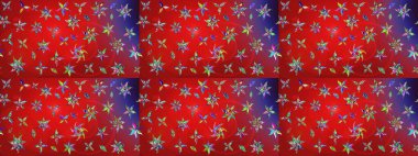 Raster Illustrasyon 'daki Çiçek Deseni' nin son moda çizimi. Güzel kumaş deseni. Renkli Yaz Temalı eskiz kalıbı. Düz Çiçek Elementleri Tasarımı.