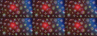 Şirin çiçekli eskiz deseni ve kahverengi ve mor renkli yapraklar, suluboya çiçek deseni, duvar kağıdı, kart ya da kumaş için fayanslı. Raster illüstrasyonu.