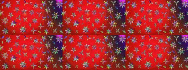 Kırmızı ve kahverengi çiçekli eskiz deseni, suluboya çiçek deseni, sevimli çiçek, duvar kağıdı, kart veya kumaş için fayanslı. Raster - stok.