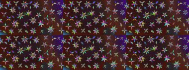 Düz Çiçek Elementleri Tasarımı. Raster. Renkli Bahar Teması çizim şablonu.