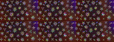 Güzel kumaş deseni. Raster illüstrasyonundaki çiçek desenli çizim. Kahverengi ve mor renklerde. Raster illüstrasyonu.