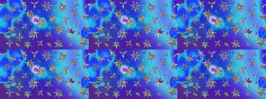 Küçük çiçekteki sevimli çiçek deseni. Mavi ve mor renkte çiçekler.