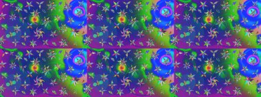 Küçük mavi ve yeşil çiçeklerle oldukça eski bir besin torbası deseni. Tekstil, kumaş, kapaklar, duvar kağıtları, baskı, paket, koleksiyon defteri, örgü, dekupaj için çiçek arkaplanı..