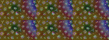 Çiçek desenli çizim. Raster illüstrasyonu. Asya tekstil tarzında. Renkli çiçekler. Raster illüstrasyonu.