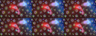 Çiçekli karalama şeklinde Raster çiçek deseni. Nazikçe, güzel çiçek arkaplanı. Kahverengi ve mor renkte çiçekler.