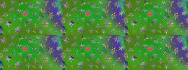 El yapımı çiçek ve bitki koleksiyonu. Raster illüstrasyonu. Eskiz tarzı renklerde. Şirin karalamalı çiçek desenli çizim. Raster illüstrasyonu.