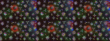 Sketch Floral Pattern in Raster illustration. Fancy fabric pattern. Colour Spring Theme sketch pattern Background. Flat Flower Elements Design.